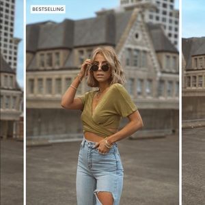 LA Moment Moss Wrap Top from 12th Tribe